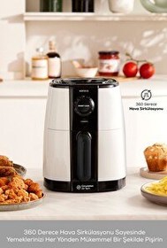 Resim Karaca Smart Cook 60 Dakikaya Kadar Zaman Ayarlı Compact 2.2 Litre Airfryer Krem 