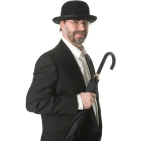 Resim Siyah Renk Yetişkin Boy Retro Bowler Derby Şapkası 58 cm 