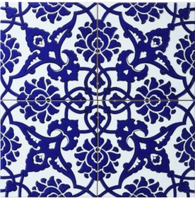 Resim Kütahya Hedef Çini 20*20 Ac83 Kobalt Çini Karo 1 M2 