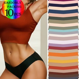 Resim 10 Adet Kadınlar İçin Dikişsiz Düşük Bel Bikini Külot - Yumuşak, Nefes Alabilen ve Esnek Çok Renkli Set (Pembe, Mavi, Turuncu & Daha Fazlası) Günlük Konfor için, Şık Tasarım, Kaliteli Ürünler, Minimalist Stil, Hafif Yapı, Çoklu Paket, Gardrop Temel Parçaları 