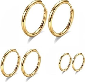 Resim 316L Cerrahi Çelik Halka Küpe Seti, 3 Çift Altın/Gümüş Renk Hipoalerjenik Piercing Küpe, Kadın Erkek Unisex Helix Tragus Kıkırdak Burun Dudak Halkası, Paslanmaz Çelik Minimal Takı 