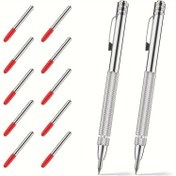 Resim Manyetik ve Ekstra Yedek Uçlarla Tungsten Karbür Kazıyıcı - Cam, Seramik, Metal Levhalar için Hassas İşaretleme Aracı - Endüstriyel Kullanım için Dayanıklı Gravür Kalemi, Metal Levha İşaretleme | Şık Metalik Kalem | Tungsten Karbür Kalem 