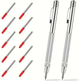 Resim Manyetik ve Ekstra Yedek Uçlarla Tungsten Karbür Kazıyıcı - Cam, Seramik, Metal Levhalar için Hassas İşaretleme Aracı - Endüstriyel Kullanım için Dayanıklı Gravür Kalemi, Metal Levha İşaretleme | Şık Metalik Kalem | Tungsten Karbür Kalem 