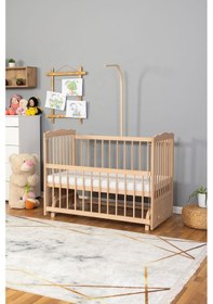 Resim Ahşap Beşik Anne Yanı Beşik Organik Boyasız 60x120 - Uyku Setsiz Tek Yataklı Ahşap 