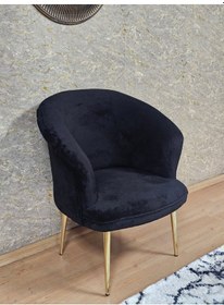Resim Zafir Tekli Teddy Gold Kaplama Sivriltme Ayak Çay Seti Koltuk Tekli Berjer , Balkon, Salon, Ofis Siyah 