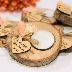 Resim Kişiye Özel Ahşap Mumluk Düğün Hediyeleri, Nikah Hediyeleri, Nişan Hediyeleri 