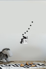 Resim habune Priz Kedi özel yeni sticker Set Siyah Kedi Yıldız Etiket Duvar özel yeni sticker 