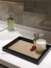 Resim Rattan Hazeran Tepsi Siyah Dikdörtgen %100 Doğal Hazeran M016 