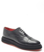 Resim Bruno Shoes Siyah Hakiki Deri Turuncu Renkli Hafif Tabanlı Premium Klasik Erkek Oxford Ayakkabı 