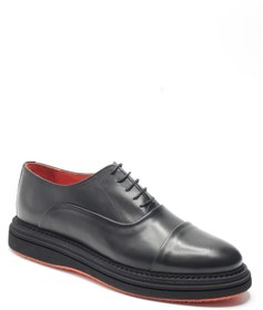 Resim Bruno Shoes Siyah Hakiki Deri Turuncu Renkli Hafif Tabanlı Premium Klasik Erkek Oxford Ayakkabı 