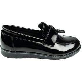 Resim Minican Mc-184-26 Püskül Detaylı Çocuk Loafer Ayakkabı Siyah Rugan 