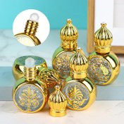 Resim Lüks Altın Taç 10ml Esansiyel Yağ Rulo Şişesi - Taşınabilir, Sızdırmaz Cam Parfüm Flakonu, Paslanmaz Çelik Top & Sıkı Vida Kapaklı 