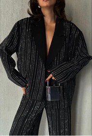 Resim Aec Prive Premium Kalite Şık Taşlı Blazer Ceket - Siyah / XS / Kadın / Kız 