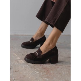 Resim Epis Kahve Süet Hakiki Deri Kadın Makosen 