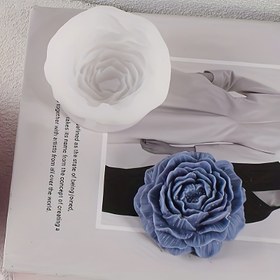 Resim 1 adet Şakayık Çiçeği Silikon Kalıp Mumlar & El İşleri için – Esnek, Dayanıklı ve DIY Projeler için Kullanımı Kolay – Şaşırtıcı Mavi Çiçek Yaratımları için Karmaşık Yaprak Tasarımlı Beyaz Silikon Kalıp 