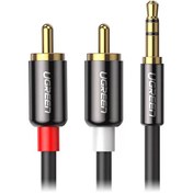 Resim 3.5 MM Aux 2 RCA 2 M Siyah Ses Kablosu Ugreen