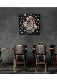 Resim Astronot Kafası Sürreal Ahşap Tablo 8mm 