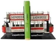 Resim Retro Metal Tramvay Kitap Tutucu – Dekoratif Kitap Stop 30x13x19 Cm – Ev & Ofis Aksesuarı 