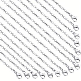 Resim 30 adet 1.5mm Titanyum Çelik Kolye Zincirleri Istakoz Tokalı - Paslanmaz Çelik Takı Yapım Malzemeleri DIY Takı Yapımı için, Dayanıklı & Kararmaya Dirençli Çiftler Kolyeler & Bilezikler, Kolye Yapım Malzemeleri, Şık Zincir Tasarımı, Yüksek Kaliteli Zincir, El Sanatları Tutkunları 