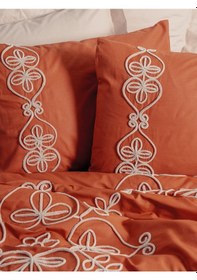 Resim Cotton Box Nakışlı Ranforce Çift Kişilik Nevresim Takımı Tiva Bej 