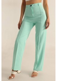 Resim Nevege Butik Nevege Yeni Trend Su Yeşili Çimalı Palazzo Pantolon Su Yeşili 