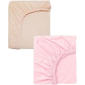 Resim 2 Adet 65x95 Cm Anne Yanı Lastikli Penye Kumaş Bebek Çarşafı-yavruağzı-pembe 