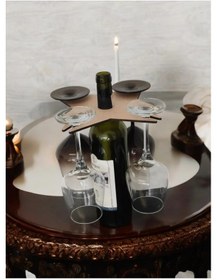 Resim Özel Tasarım Ahşap Kadeh Tutucu Dekoratif - 4'lü 