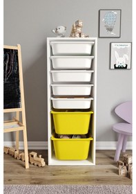 Resim %100 Mdf - Xl Mono 7 Sepetli Oyuncak Dolabı Sarı 