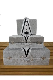 Resim Sonem Çeyiz Çeyiz Sandık Gelin Damat Çanta Bohça Kutusu 3lü 0556 