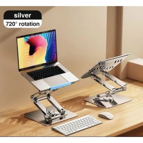 Resim Teknocan Tam Profesyonel Uyumlu Stand Tablet Bilgisayar Uyumlu Stant Açısı Ayarlanabilir Tutucu Tok Alüminyum iPad Air Uyumlu Kare TABAN%100 Tok Alüminyum Alaşımlı Katlanır RS-CP84S 