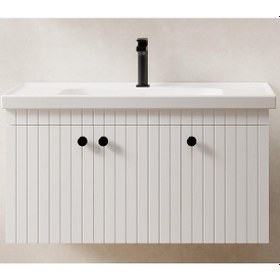 Resim Denko Bodur 100 Cm Mdf Beyaz Banyo Dolabı Alt Modül, Lavabo Beyaz 