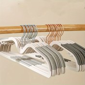 Resim 10 Adet Yer Tasarruflu Plastik Kıyafet Askıları, Kaymaz Kısa Boyun Tasarımı, Dikey Kaldırma - Dolap, Gardırop, Ev, Yurt, Yatak Odası Giysileri için İdeal, Dekoratif Çizgilerle, Depolama & Düzenleme, Gardırop Aksesuarları|Yer Tasarruflu Askılar|Metal Kanca, Kıyafet Askıları 