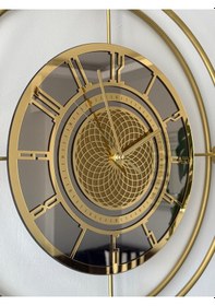 Resim Bronz Aynalı Lavinya Exclusive - Chakra Dizayn - Gerçek Bronz Ayna - Metal Mobilya Duvar Saati Gold 
