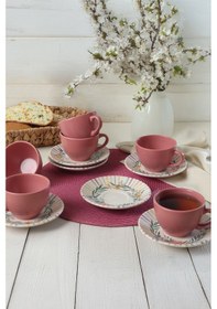 Resim Keramika Soft Flowers Kera Çay Takımı 12 Parça 6 Kişilik 22322 