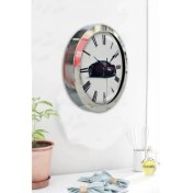 Resim Bahat Krom Çerçeveli Salon Ofis Duvar Saati 36 cm 