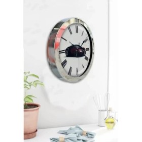 Resim Bahat Krom Çerçeveli Salon Ofis Duvar Saati 36 cm 