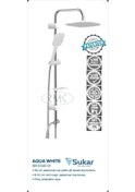 Resim Sukar Beyaz Tepe Duş Seti Kare Rain Aqua Whıte 