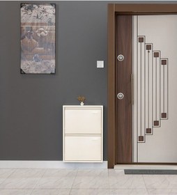 Resim Kaser Metal 2 Li Metal Ayakkabılık Krem 