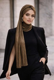 Resim Aişe tesettür Bakır Işıltılı Burgu Model Hazır Abiye Şal 