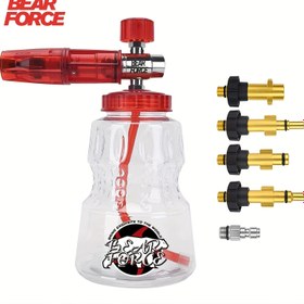 Resim BEAR FORCE Alüminyum Köpük Tabancası, Ayarlanabilir Basınçlı Yıkama Köpük Tabancası, Tutacaklı, Şeffaf Şişe Temizleme Kiti, Ev Araba Yıkama Köpük Tabancası, Bağlantı Elemanı Dahil 
