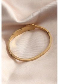 Resim Gold Renk Yaprak Model Zirkon Taş Detay Kelepçe Kadın Bileklik - Lisinya Çok Renkli 
