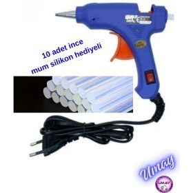 Resim Anahtar Korumalı 20W Sıcak Silikon Tabancası + 10 Adet 7mm Ince Mum Silikon 15 cm Hediyeli 