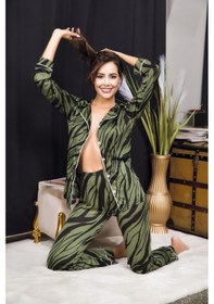 Resim Bebekokusu Rahat Ve Şık Kadın Pijama - Yeşil Yeşil 