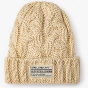 Resim Erkek Örgü Bere Katlamalı Etiket Baskılı 