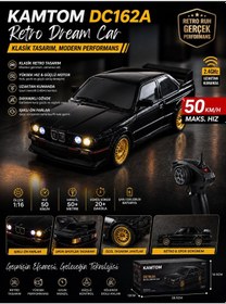Resim Kamtom Dc162a Retro Dream Car 1:16 4x4 Drift Uzaktan Kumandalı Araba 50 Km/h Hız Işıklı Şarjlı E30 - Siyah 