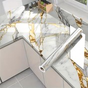 Resim 60cm Genişlikte x 10m Uzunlukta Lüks Altın Su Geçirmez Kendinden Yapışkan Duvar Kağıdı - Mermer Desenli, Yağ ve Isıya Dayanıklı, Temizlemesi ve Kurulumu Kolay, Mutfak Dolapları, Tezgahlar ve Mobilya Yenilemesi için Mükemmel, Tezgah Kaplaması | Zarif Duvar Kağıdı | Kolay Kurulum Duvar Kağıdı, Su Geçirmez Duvar Kağıdı 