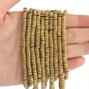 Resim 210 adet Doğal Altın Hematit Çiçek Boncukları, 2x5mm Gevşek Aralıklı Taş Boncukları DIY Takı Yapımı, Zarif Bileklikler, Kolyeler, Küpeler, Ramazan Hediyesi 