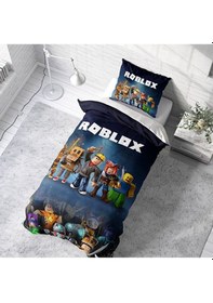 Resim Roblox Çocuk Yastıklı Nevresim Takımı Çarşafsız Renkli 