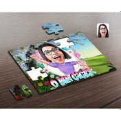 Resim Kişiye Özel Kadınlar Günü O Bir Çiçek Karikatürlü Ahşap Puzzle-3 