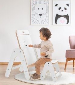 Resim Massam Bear-Shaped Wooden Activity Table - White 